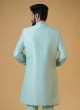 Elegant Firozi Embroidered Jacket Indowestern For Men